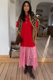 Red and Pink Cara T-Shirt Dress