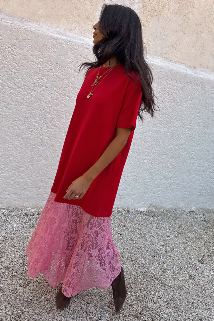 Red and Pink Cara T-Shirt Dress