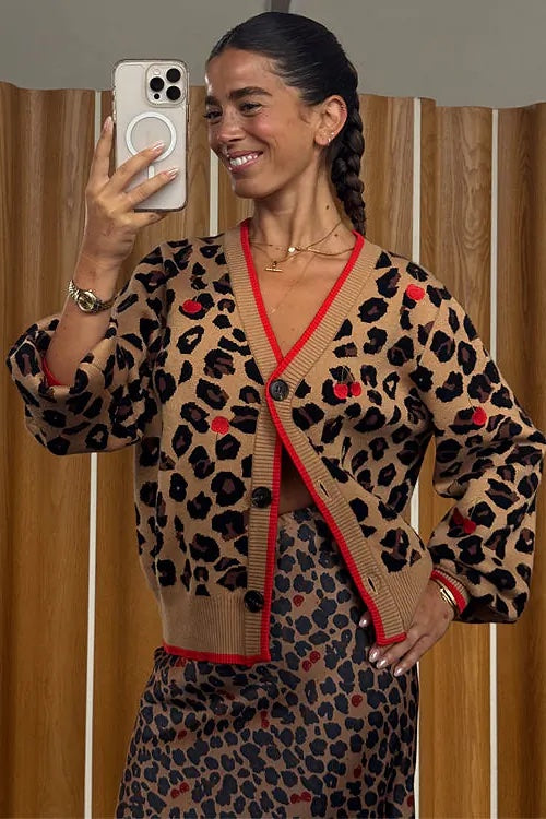 Cherry Leopard Cardigan