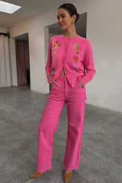 Pink Denim Scallop Detail Jeans