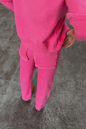 Pink Denim Scallop Detail Jeans