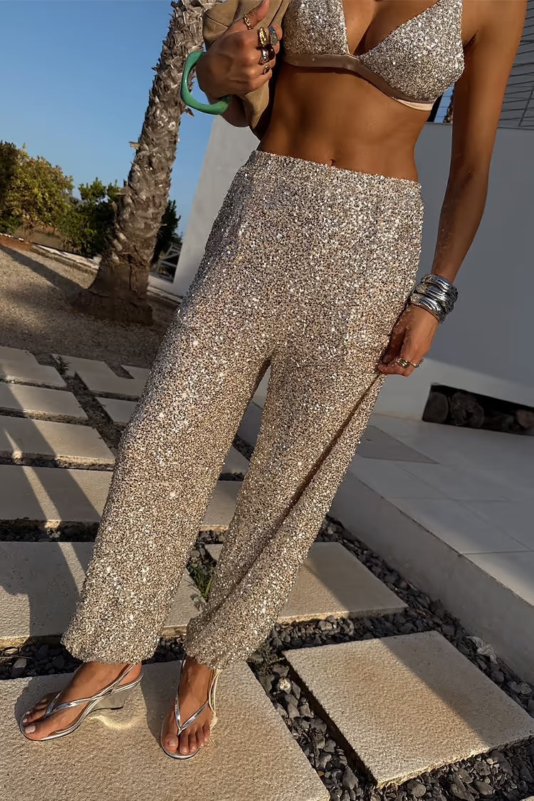 Silver Sequin Naomi Cargo Trousers