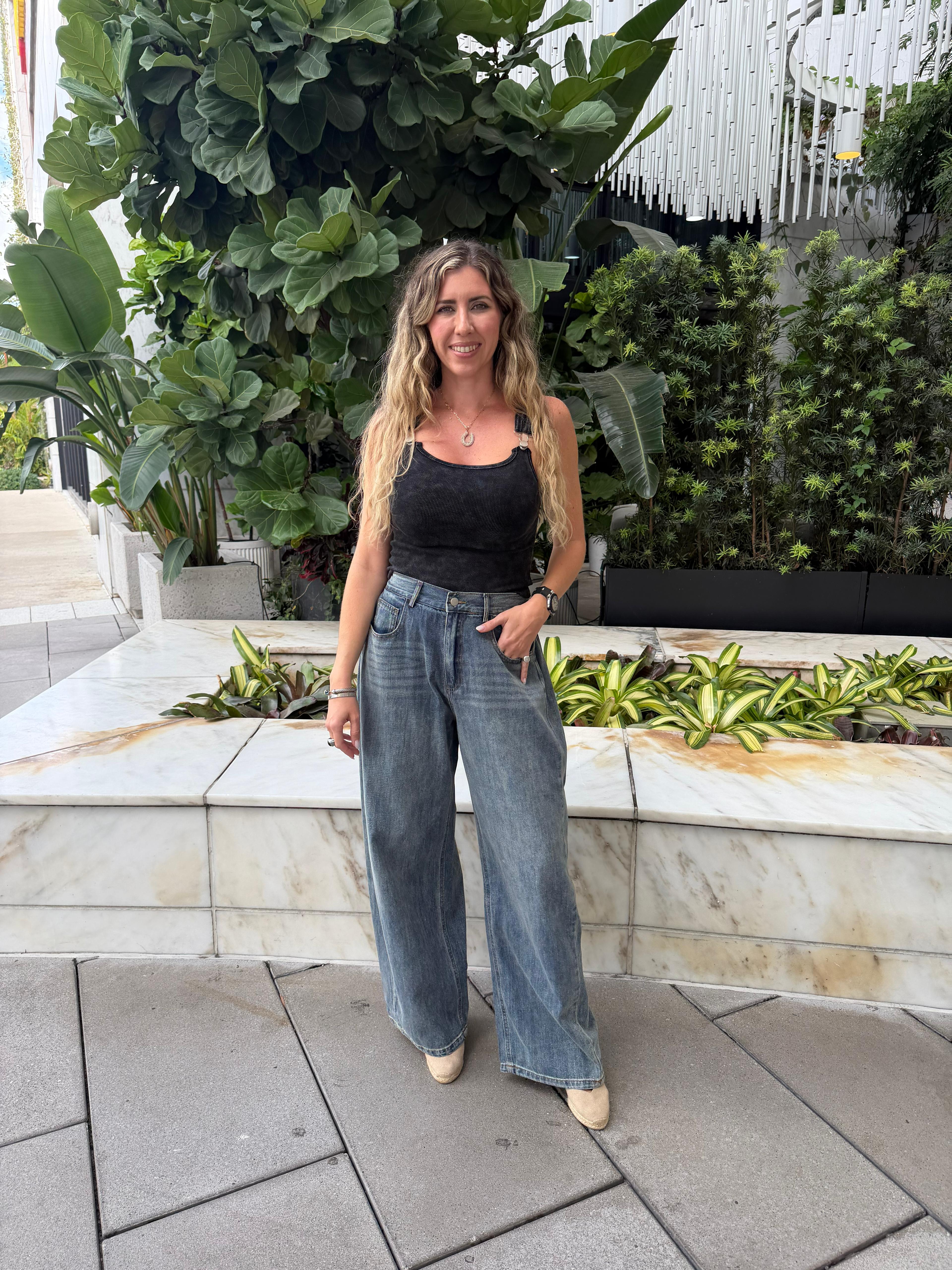 Buckle Strap Ribbed Tank Top