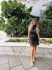 Halter Neck Satin Mini Dress