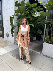 Western Draped Lace Hi-Low Skirt