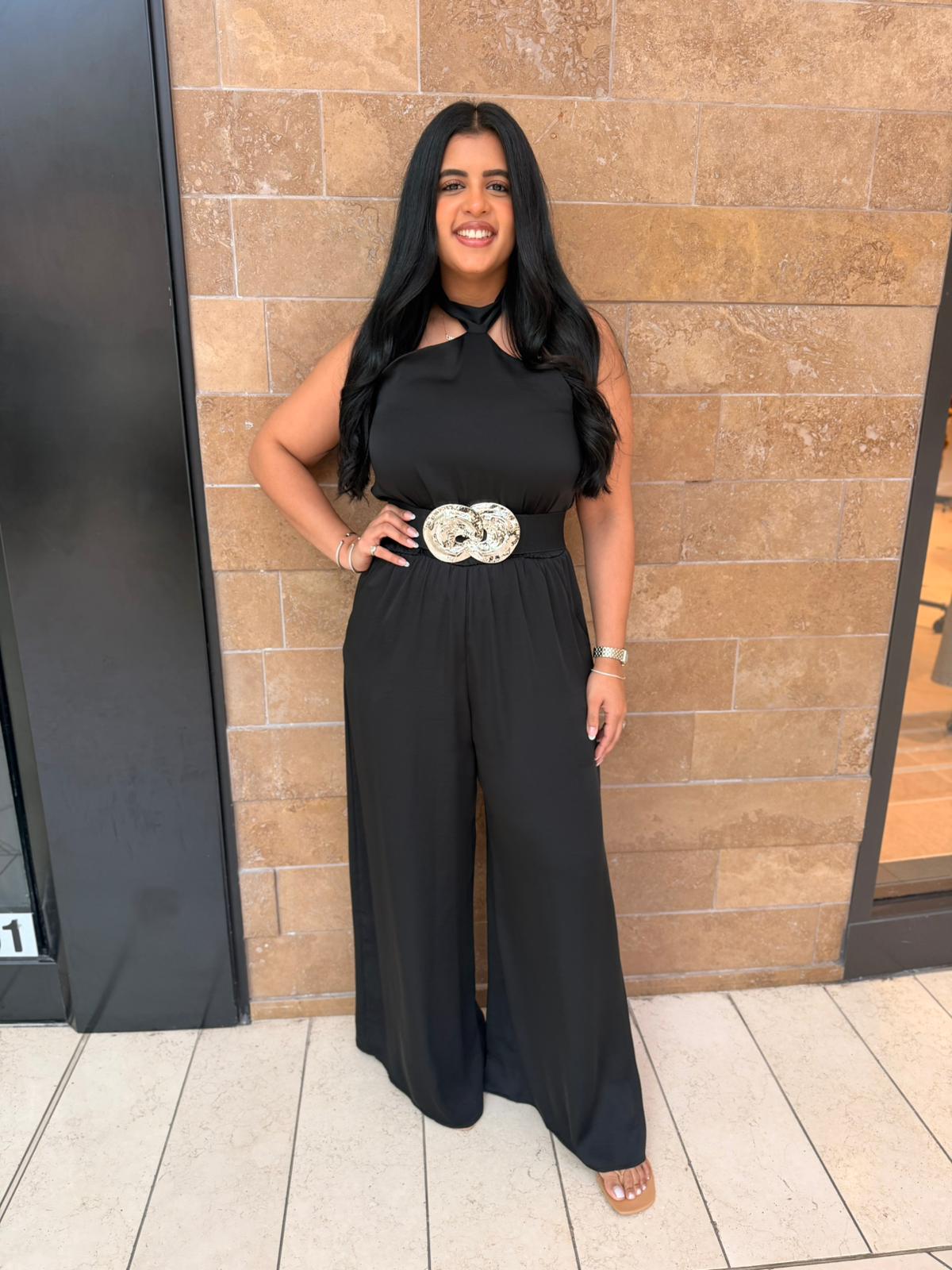 Poly Silk Skinny Halter Jumpsuit