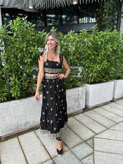 Embroidered Top & Midi Skirt Set