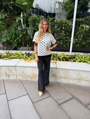 Polka Dot Lace Trim T-Shirt