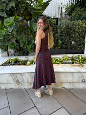 Check Asymmetric Midi Skirt