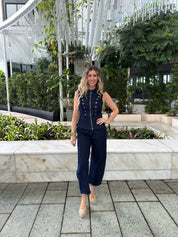 Denim Military Vest & Barrel Pant