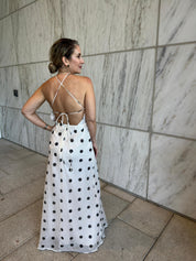 Polka Dot Flower Maxi Dress