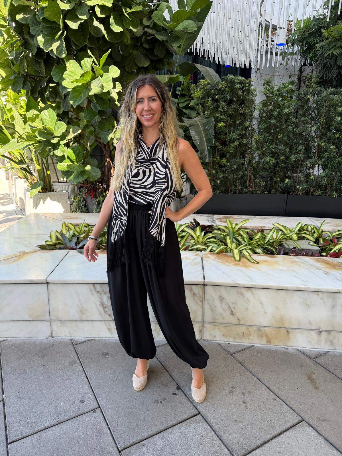 Zebra Fringe Halter Top