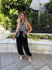 Zebra Fringe Halter Top