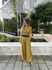 Crop Vest & Denim Contrast Pant