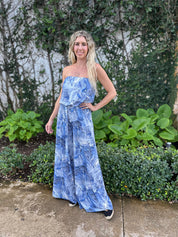 Printed Tube Jumpsuit W Belt