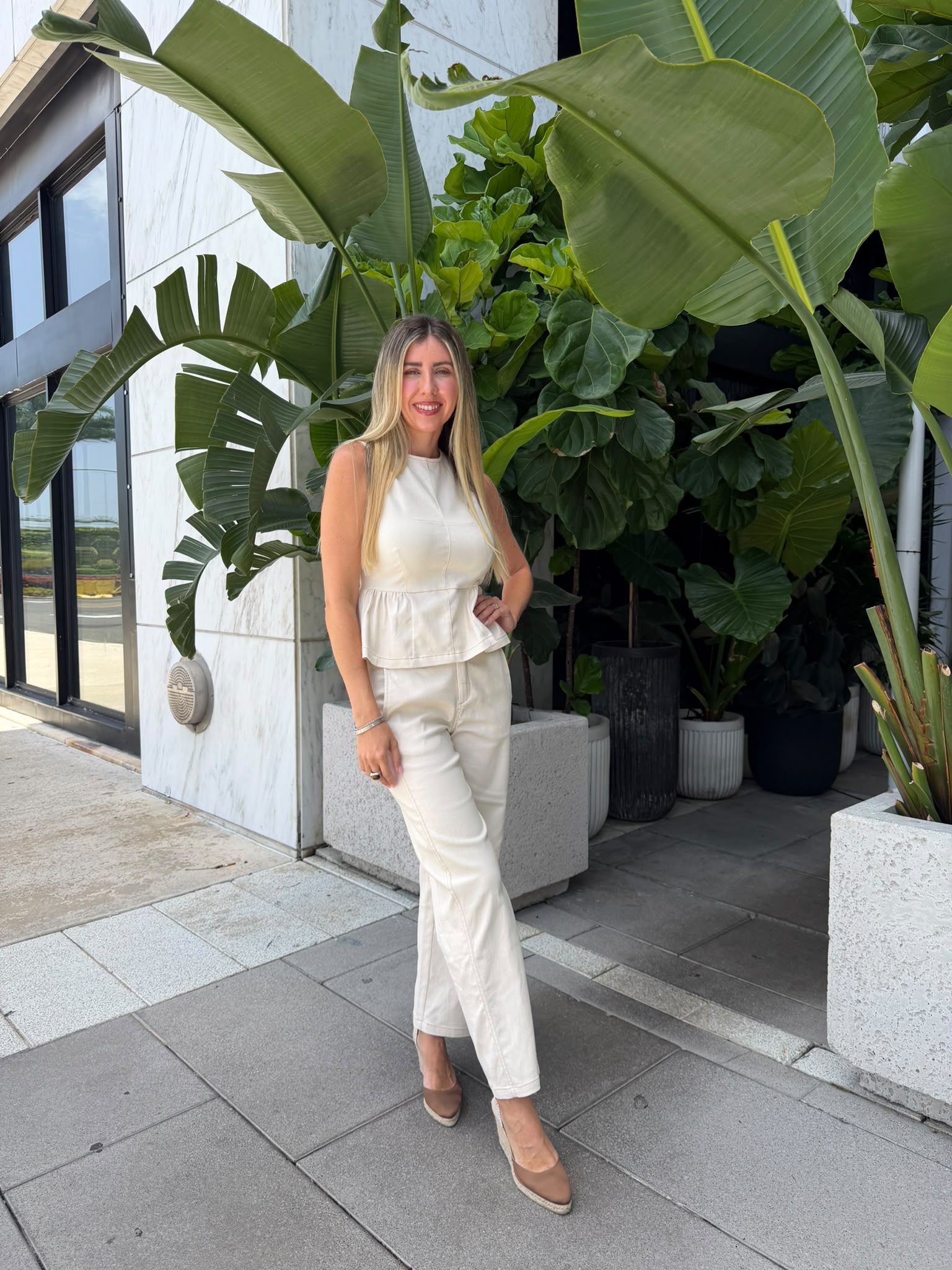 Peplum Denim Top & Barrel Pant