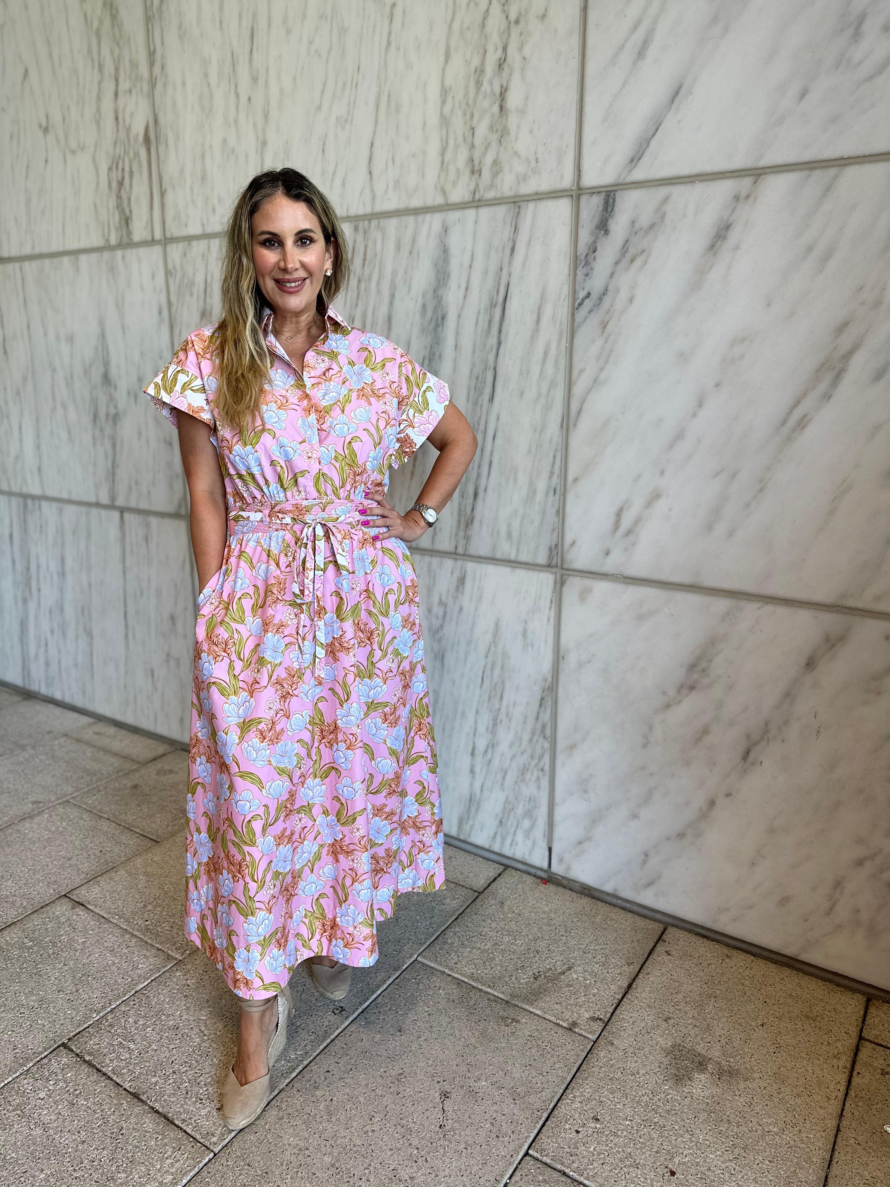Floral Shirt Midi Dress
