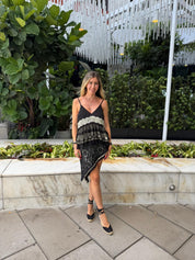 Lace & Woven Asymmetrical Skirt