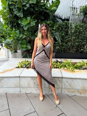 Asymmetric Hem Satin Dress