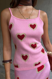 Pink Hearts Knit Tank
