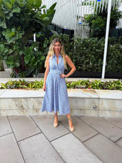 Collar Neck Belted Midi Dress