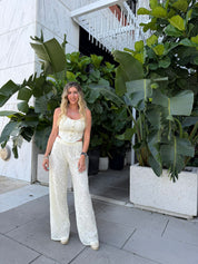 Pearl Button Vest & Lace Pants