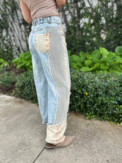 Drawstring & Patches Denim Pants