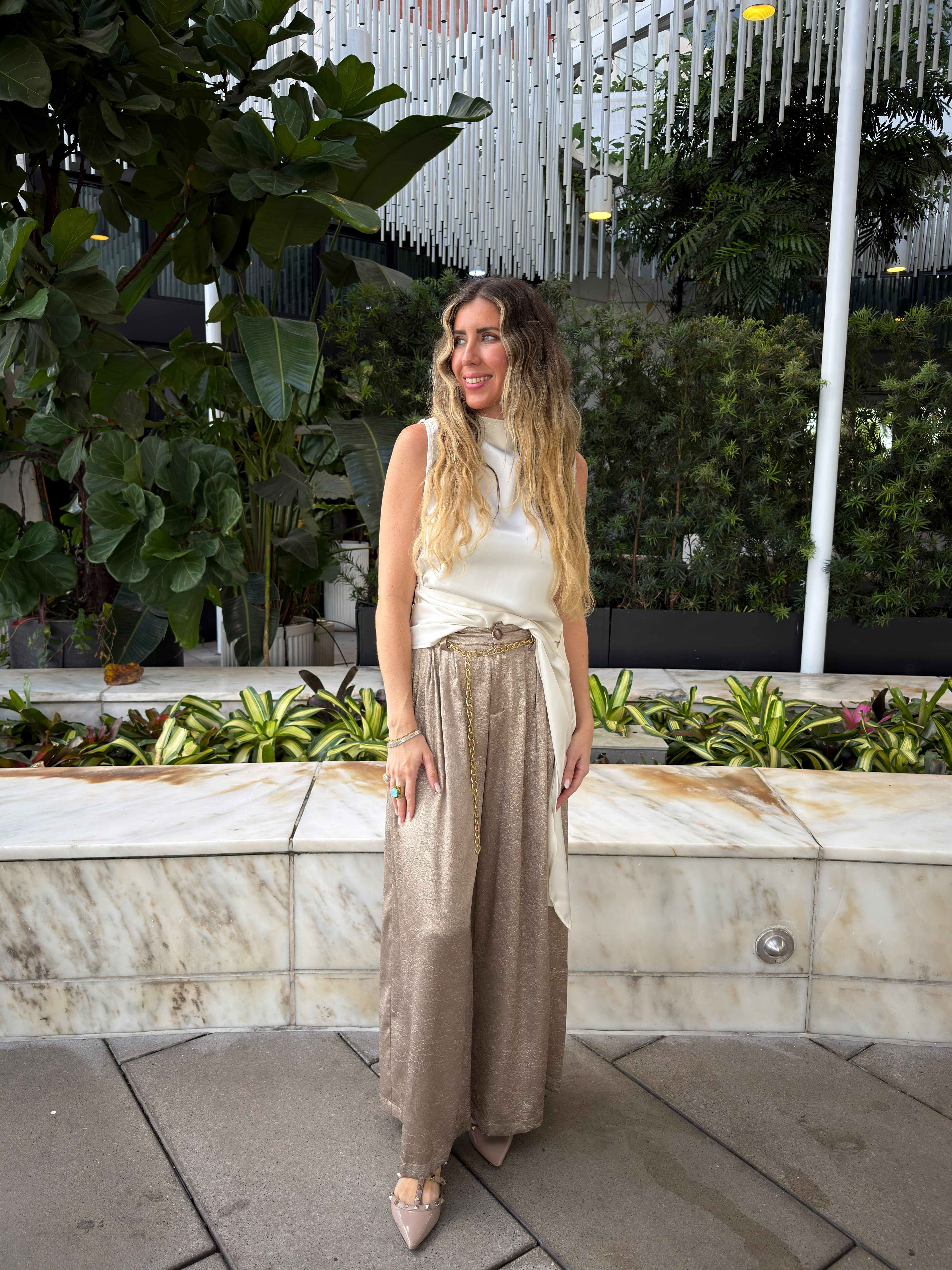 Mock Neck Top With Draped Detail