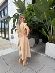 Palm Tree Embroidery Long Dress