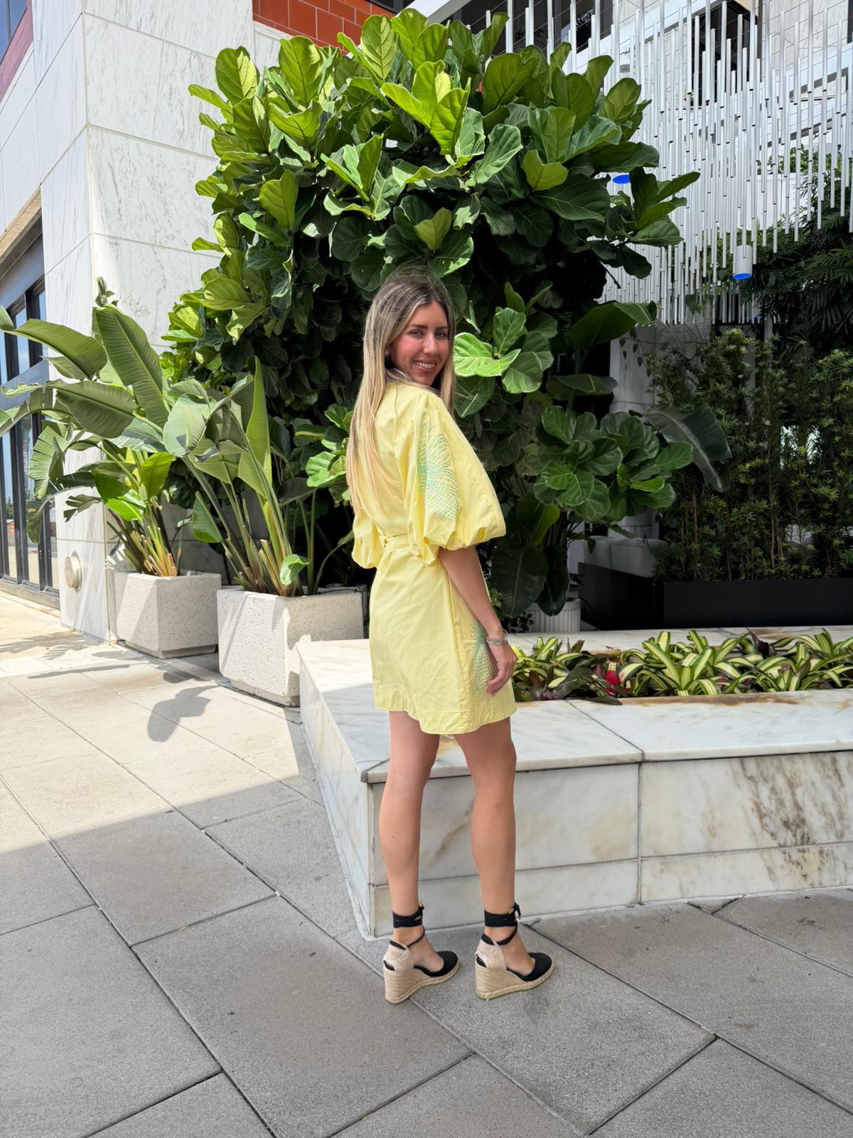 Embroidered Belted Shirt Dress