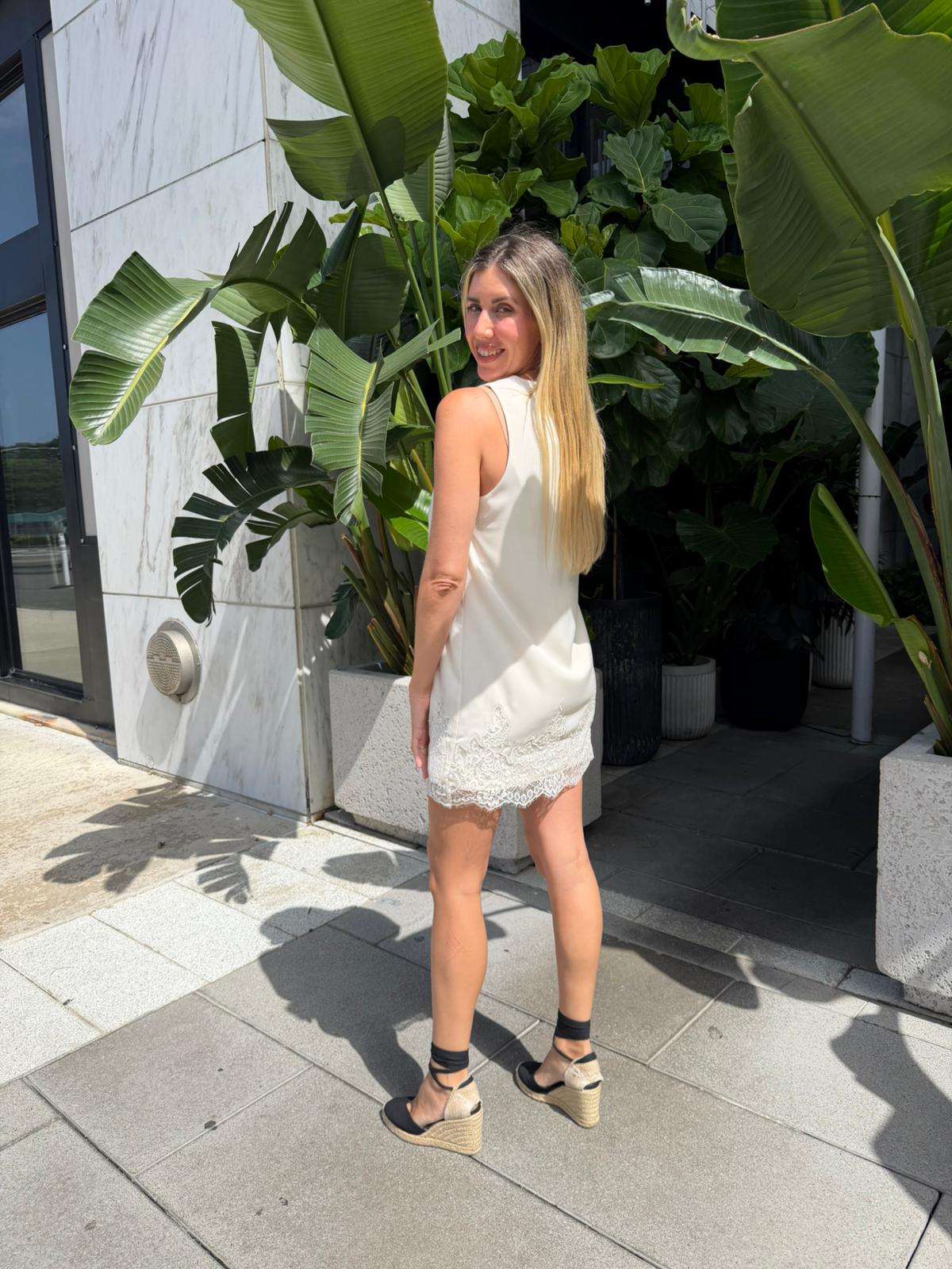 Lace Edge Satin Mini Dress