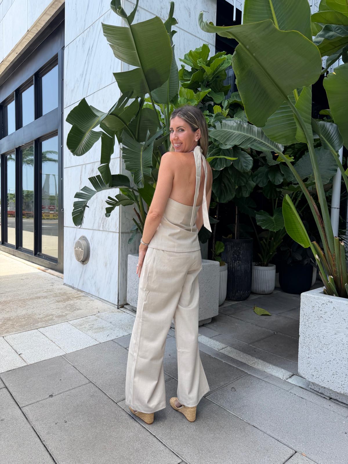 Halter Back Tie Vest Top & Pants