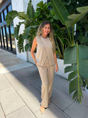 Open Front Blouse & Trousers Set