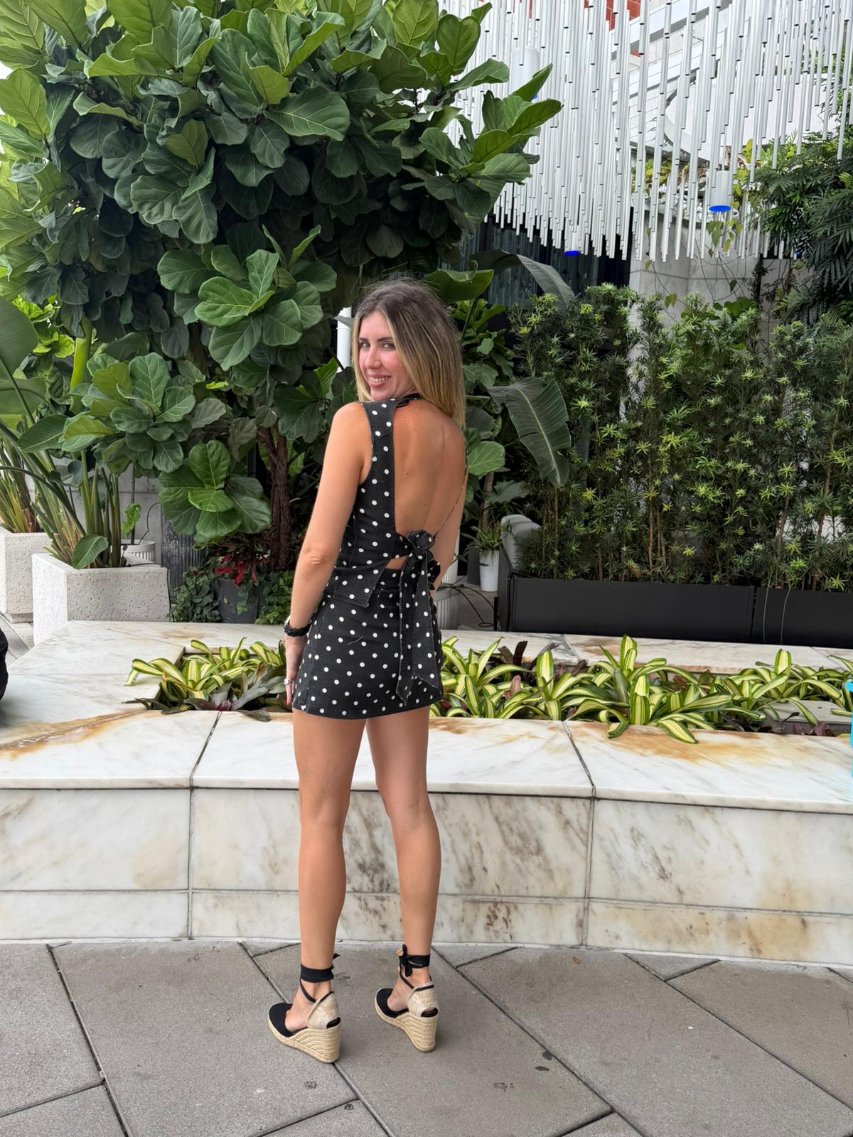 Polka Dot Open Back Top & Mini Skirt