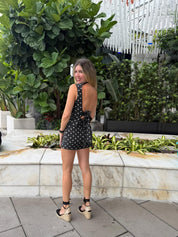 Polka Dot Open Back Top & Mini Skirt