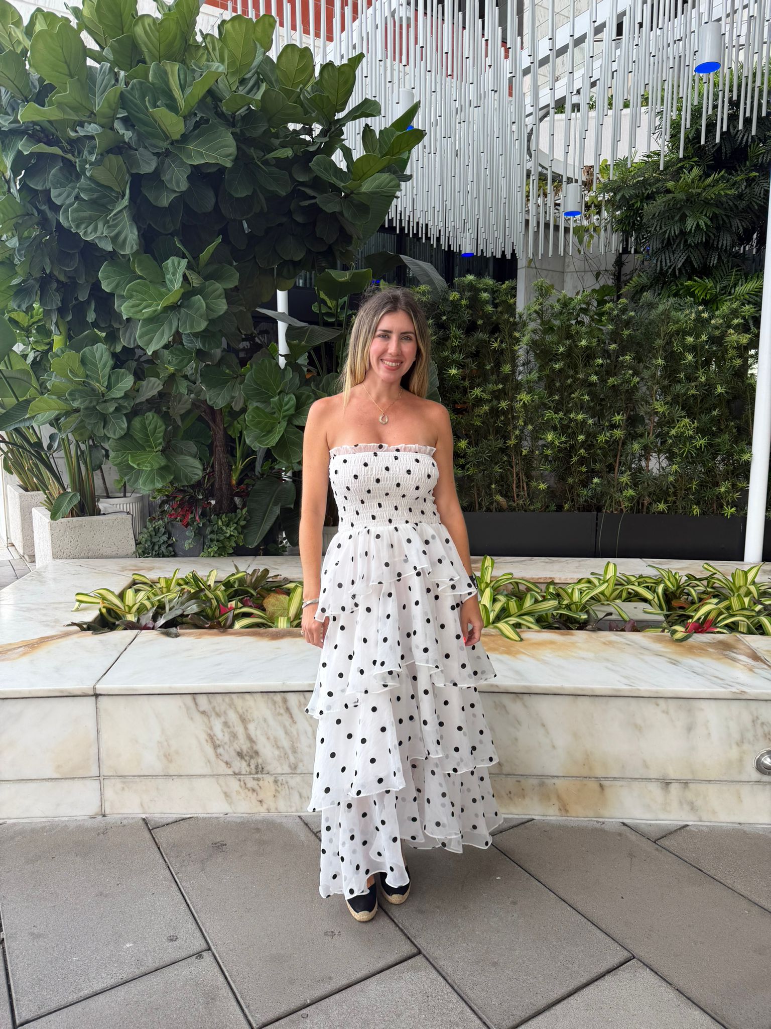 Strapless Layered Ruffle Dress