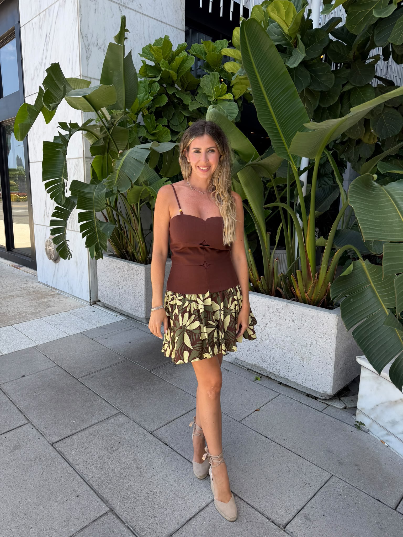 Panel Print Linen Mini Dress
