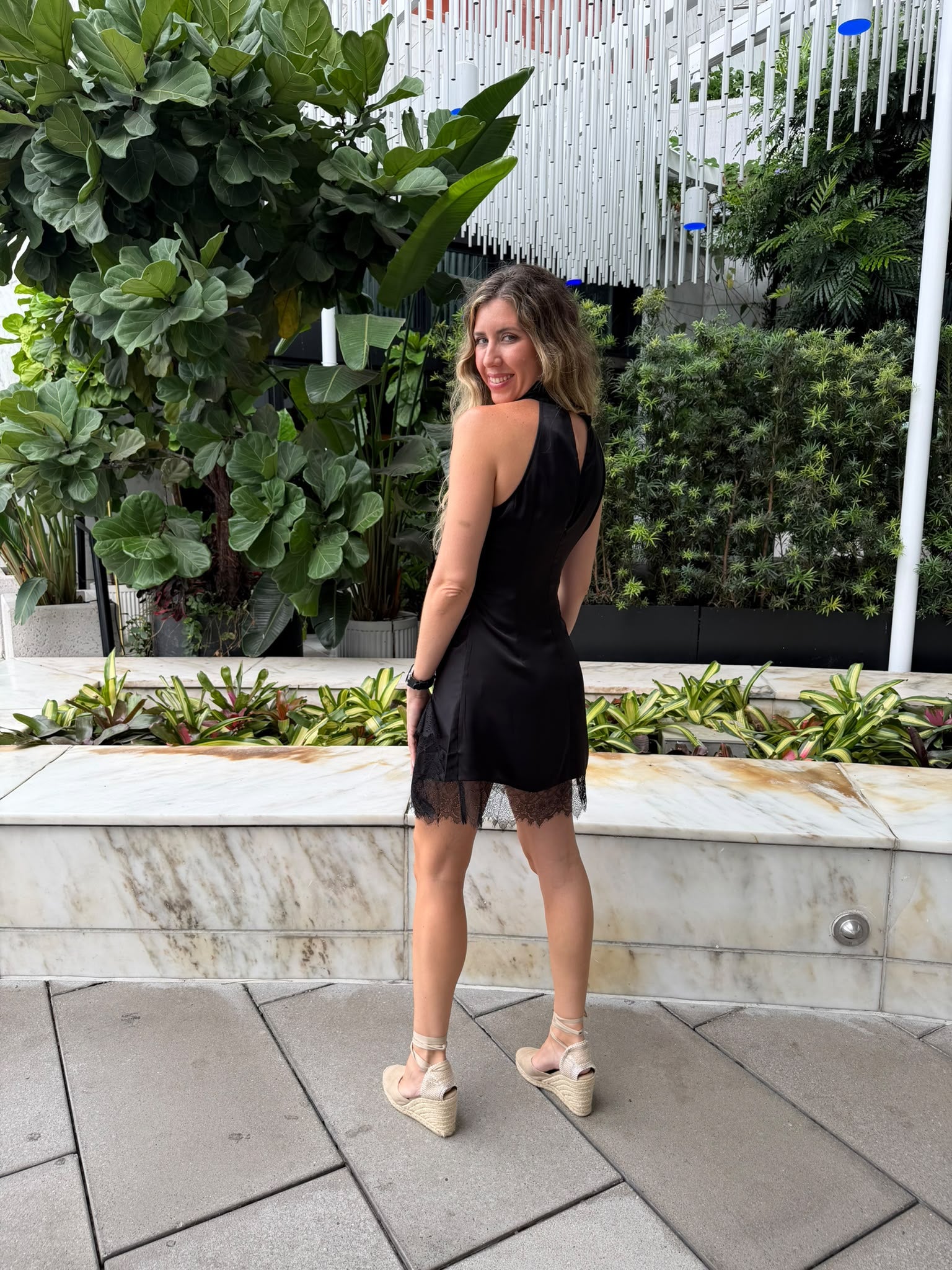 Halter Neck Satin Mini Dress