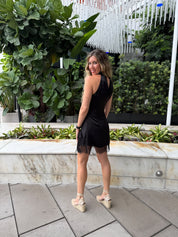 Halter Neck Satin Mini Dress