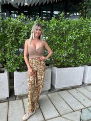 Flower Print Denim Pant