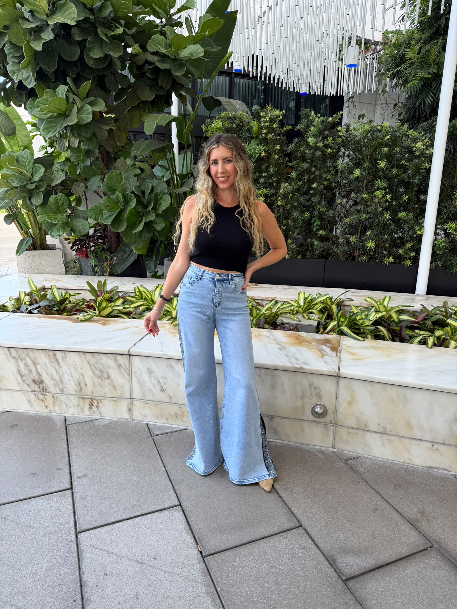 Rhinestones Side Line Jeans