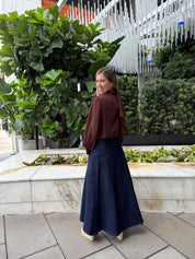 Diagonal Seam Denim Skirt