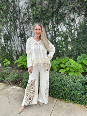 Pearls & Lace Long Slv Top