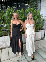 Asymmetric Pleated Slit Skirt