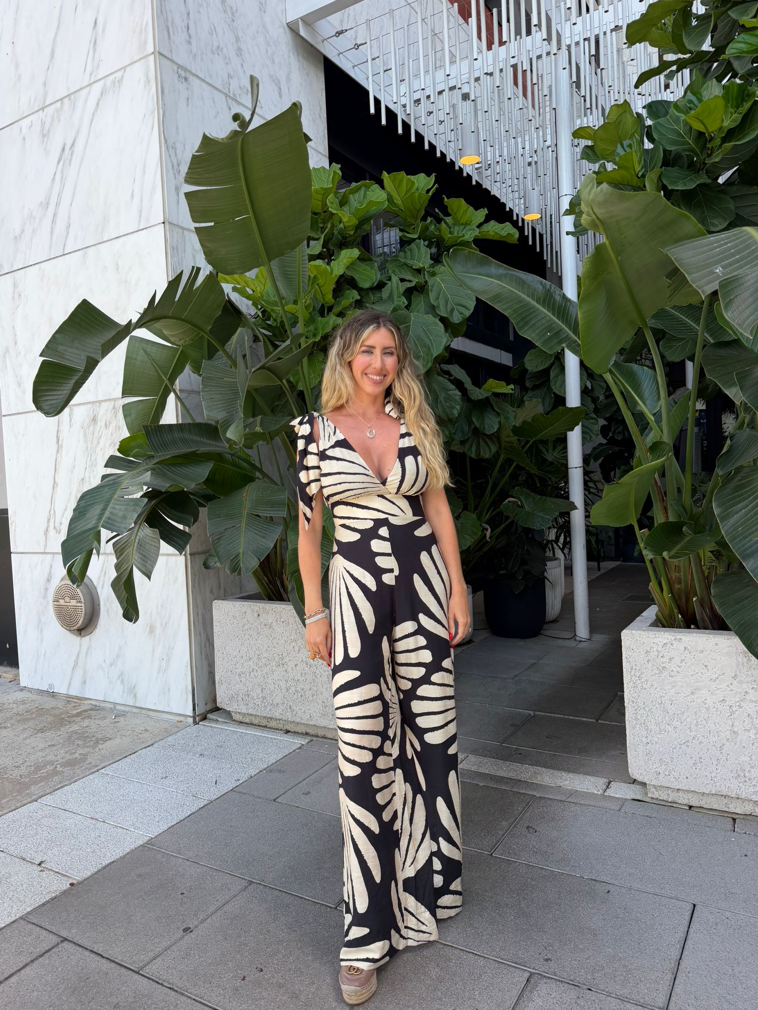Palms Tie Shoulder Jumpsuit