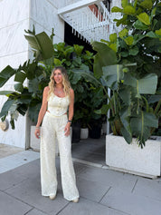 Pearl Button Vest & Lace Pants