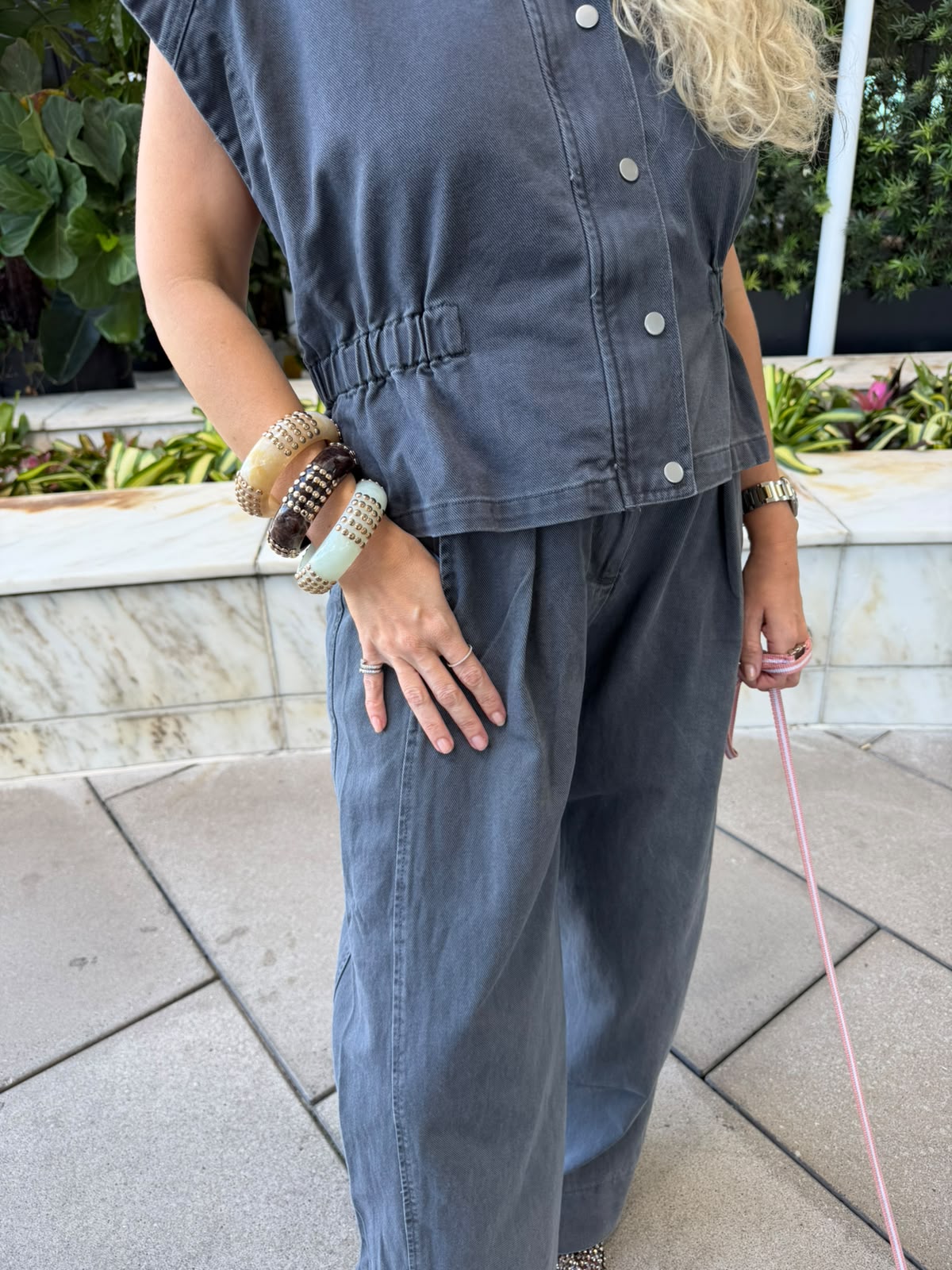 High Collar Vest & Pants Set