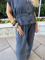 High Collar Vest & Pants Set