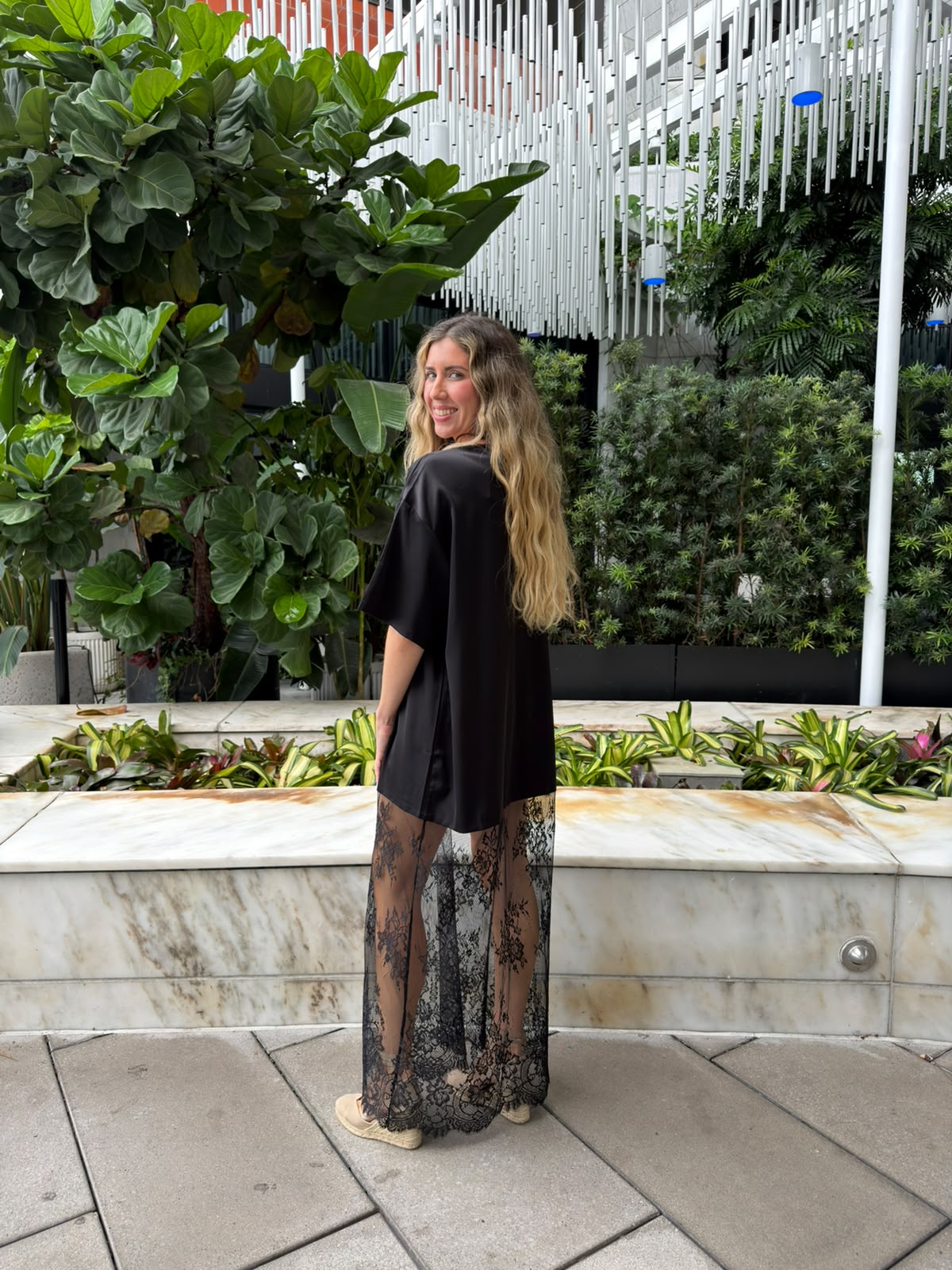 Floral Lace Contrast Maxi Dress