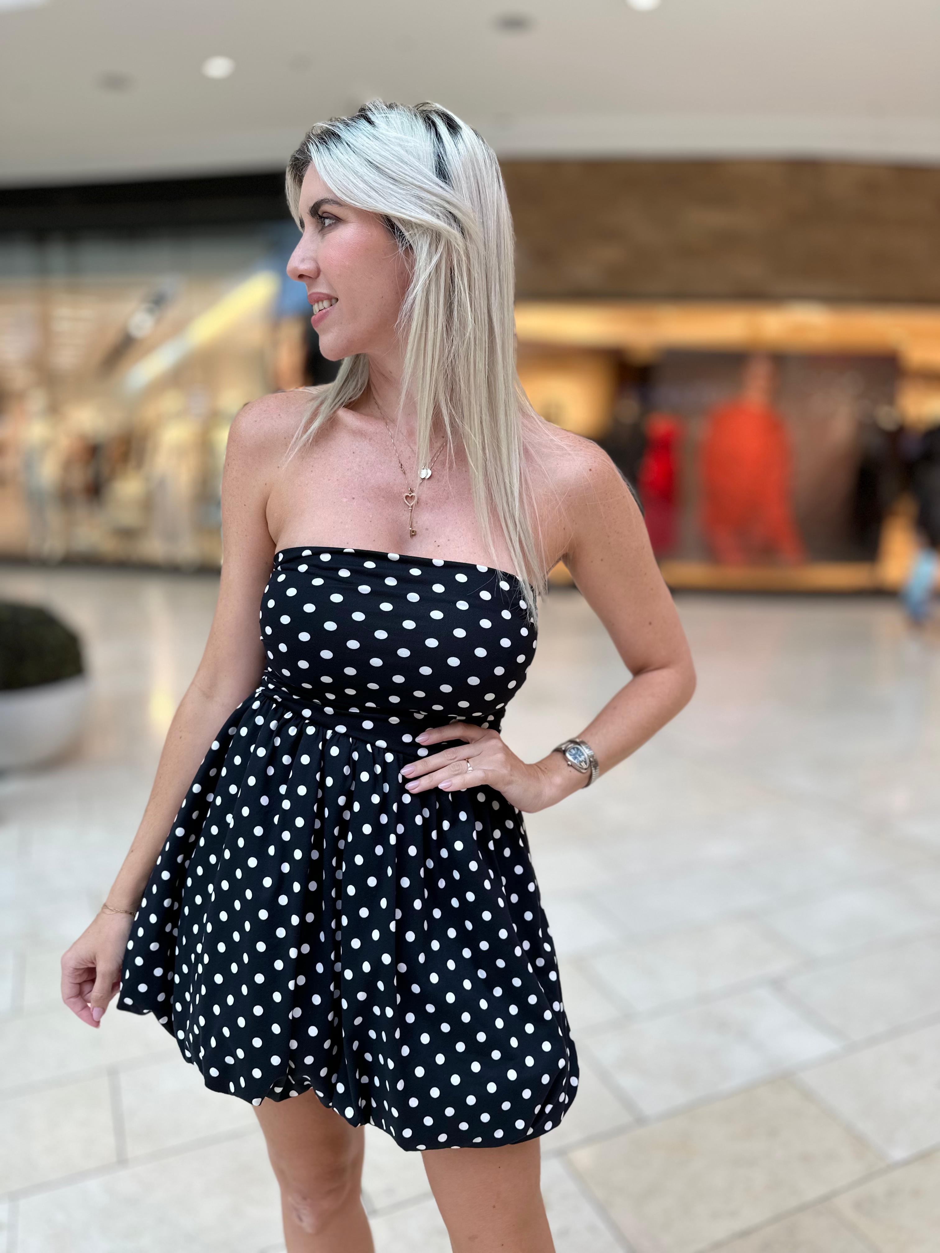 Tube Dot Bubble Mini Dress